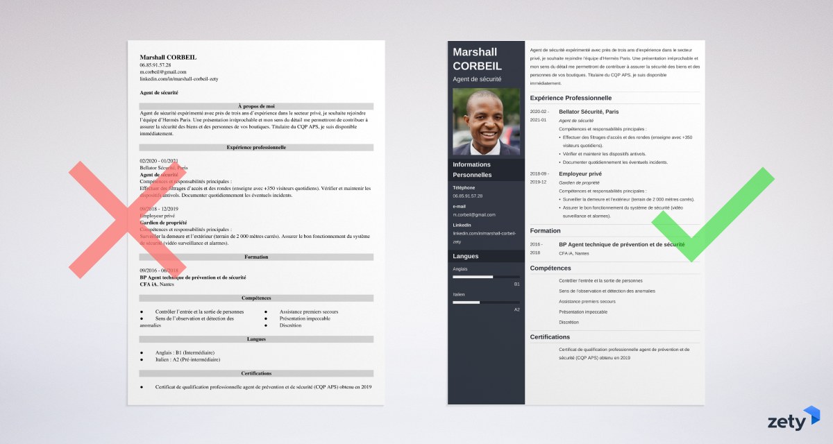compétence agent de sécurité cv