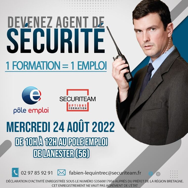 formation agent sécurité pole emploi