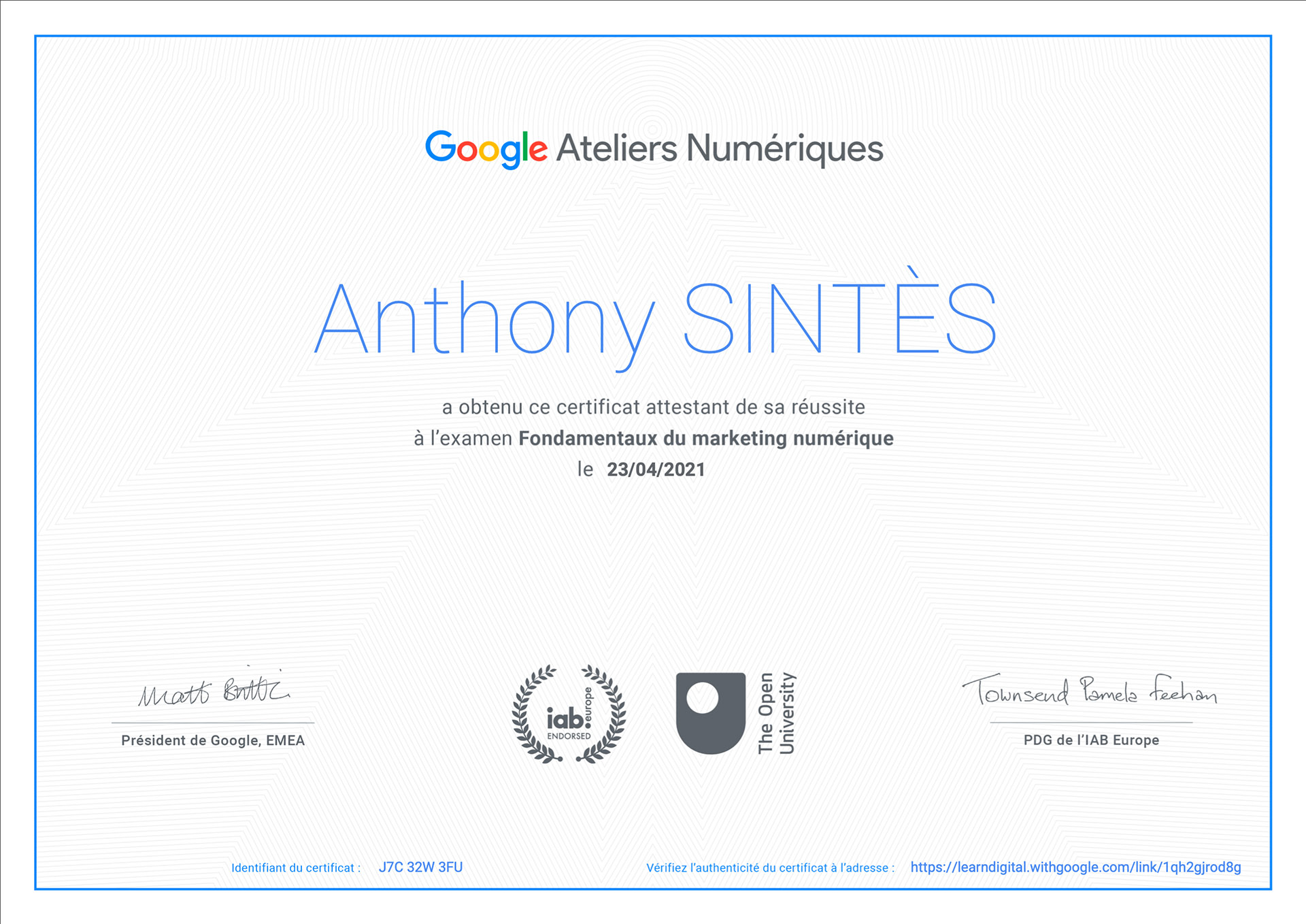 certificat marketing digital google