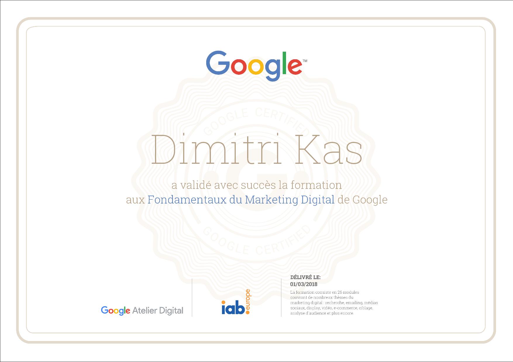 certificat digital marketing google